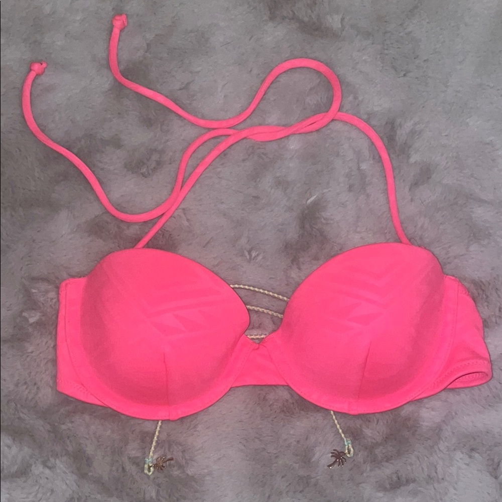 Victoria's Secret SWIM Pink Bikini Top Push Up Underwire Molded Cups 32C